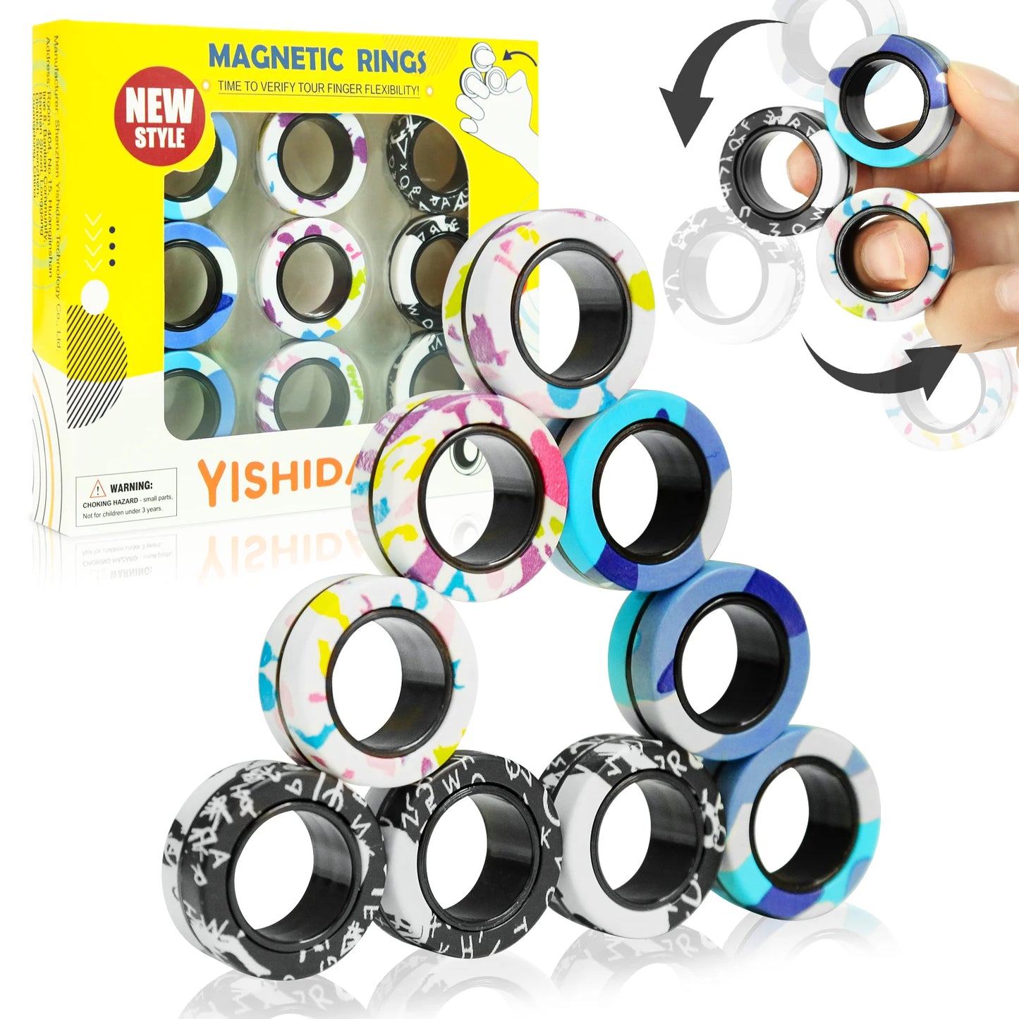 Tre delar Magnetiska Fidget Ringar - Fidget Spinner Magnetic Ring Toys (VIDEO)