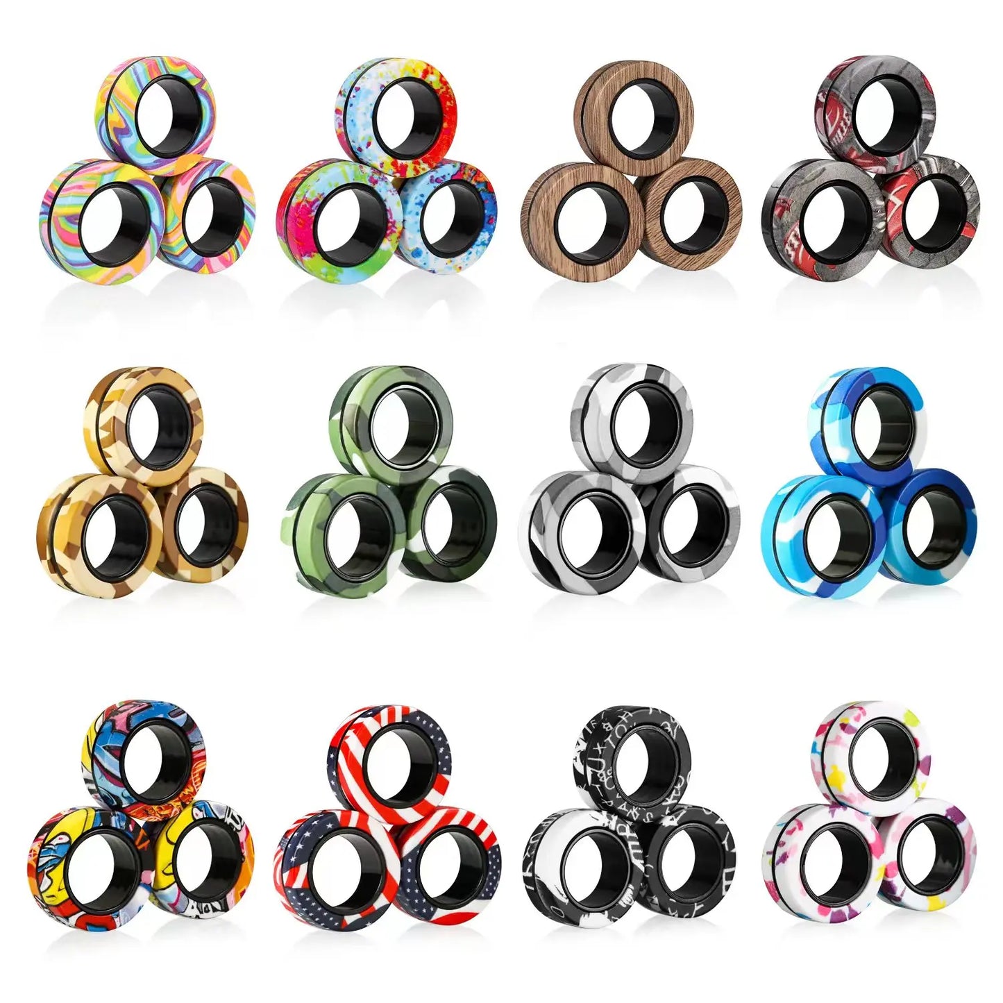 Tre delar Magnetiska Fidget Ringar - Fidget Spinner Magnetic Ring Toys (VIDEO)
