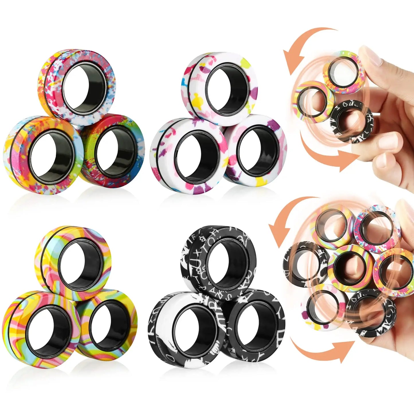 Tre delar Magnetiska Fidget Ringar - Fidget Spinner Magnetic Ring Toys (VIDEO)